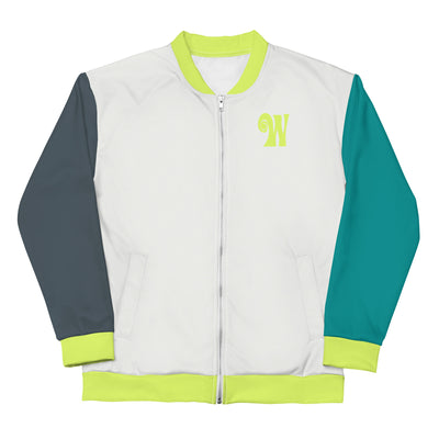 "W" Smoke Color Block Bomber Jacket